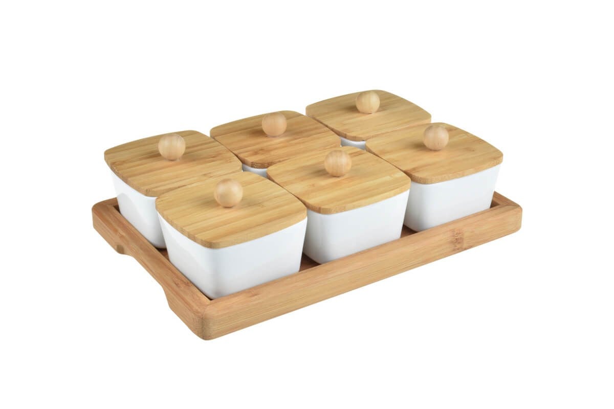 Lalin 13 Parça Bambu Kapaklı Kahvaltı SetiBambumKAHVALTI TAKIMI