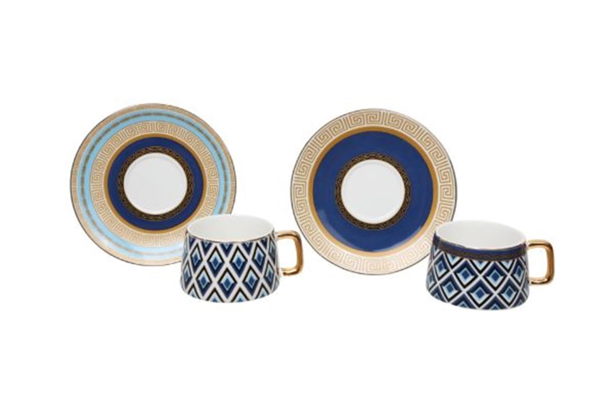 Luckyart Blue & White 6 lı Bone Kahve Fincan SetiLuckyartFincan Takımları