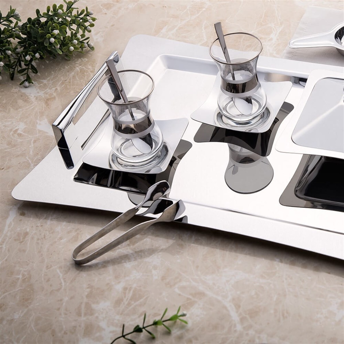 Nehir Sedir Sade 28 Parça Çay Seti (Bardaksız)NehirTepsi