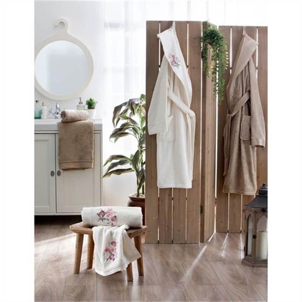 Taç Bambu Aile Bornoz Seti Paloma Ekru Camel