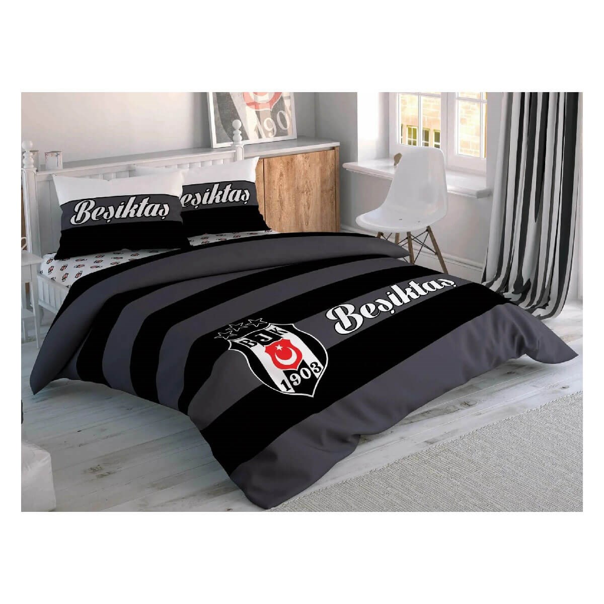 Taç Beşiktaş Striped Ranforce Çift Kişilik Nevresim Takımı 60196399TaçÇift Kişilik Nevresim
