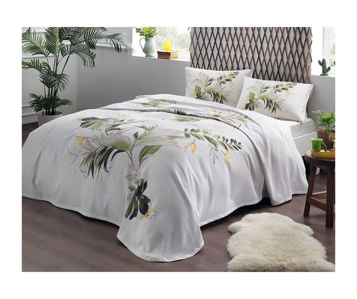 Taç Juno Yeşil Tek Kişilik Emprime Pike Takımı V01-Pembe 60227320TaçTek Kişilik Pike Takımı