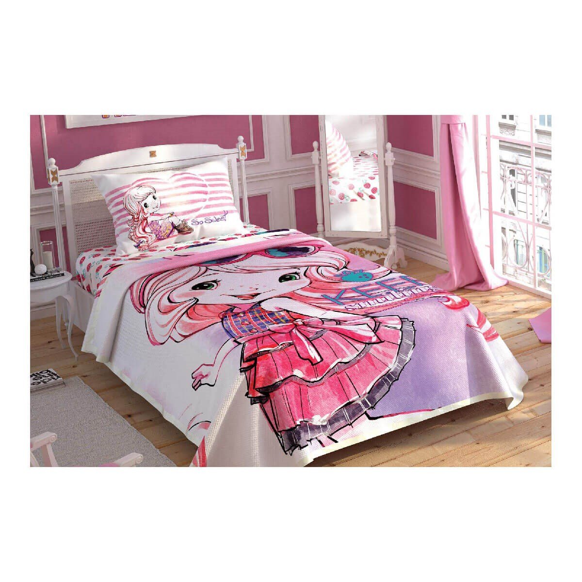 Taç Lisanslı Tek Kişilik Pike Takımı Strawberry Shortcake Fashion 60201769TaçTek Kişilik Pike Takımı