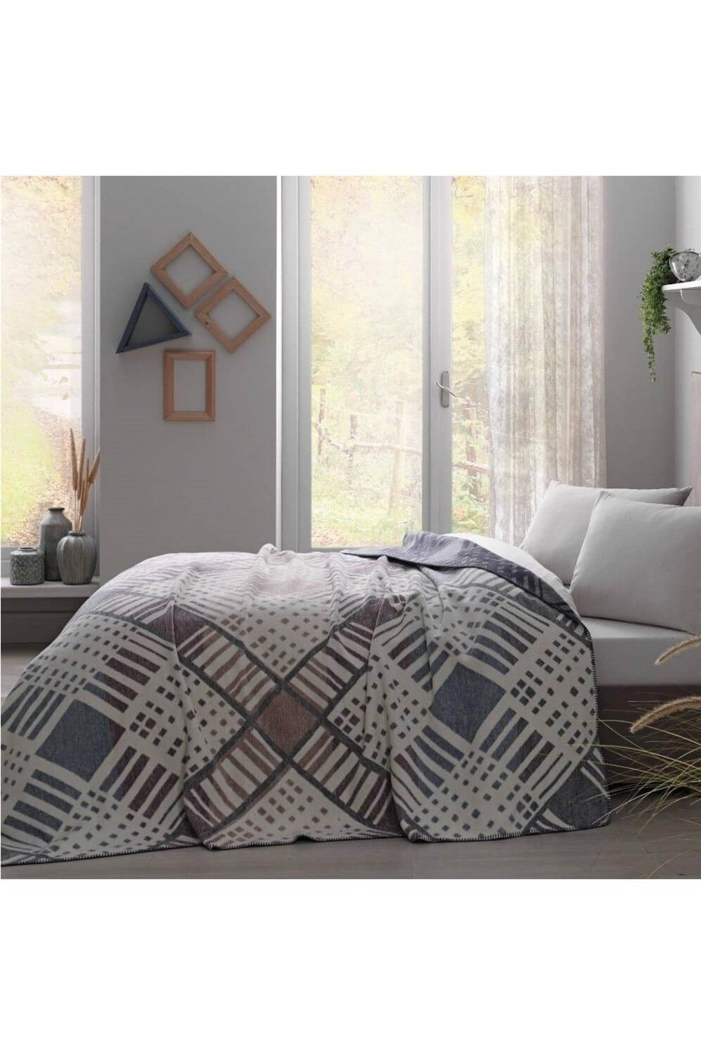 Taç Tek Kişilik Pamuklu Battaniye Sidney Mavi