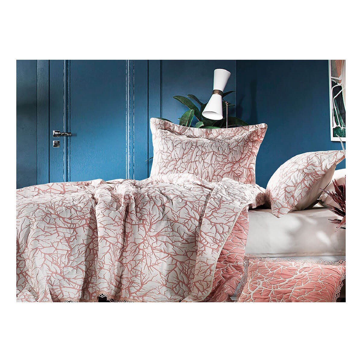 Zebra Casa Çift Kişilik Boungh Yatak Örtüsü PudraZebra CasaÇift Kişilik Yatak Örtüsü