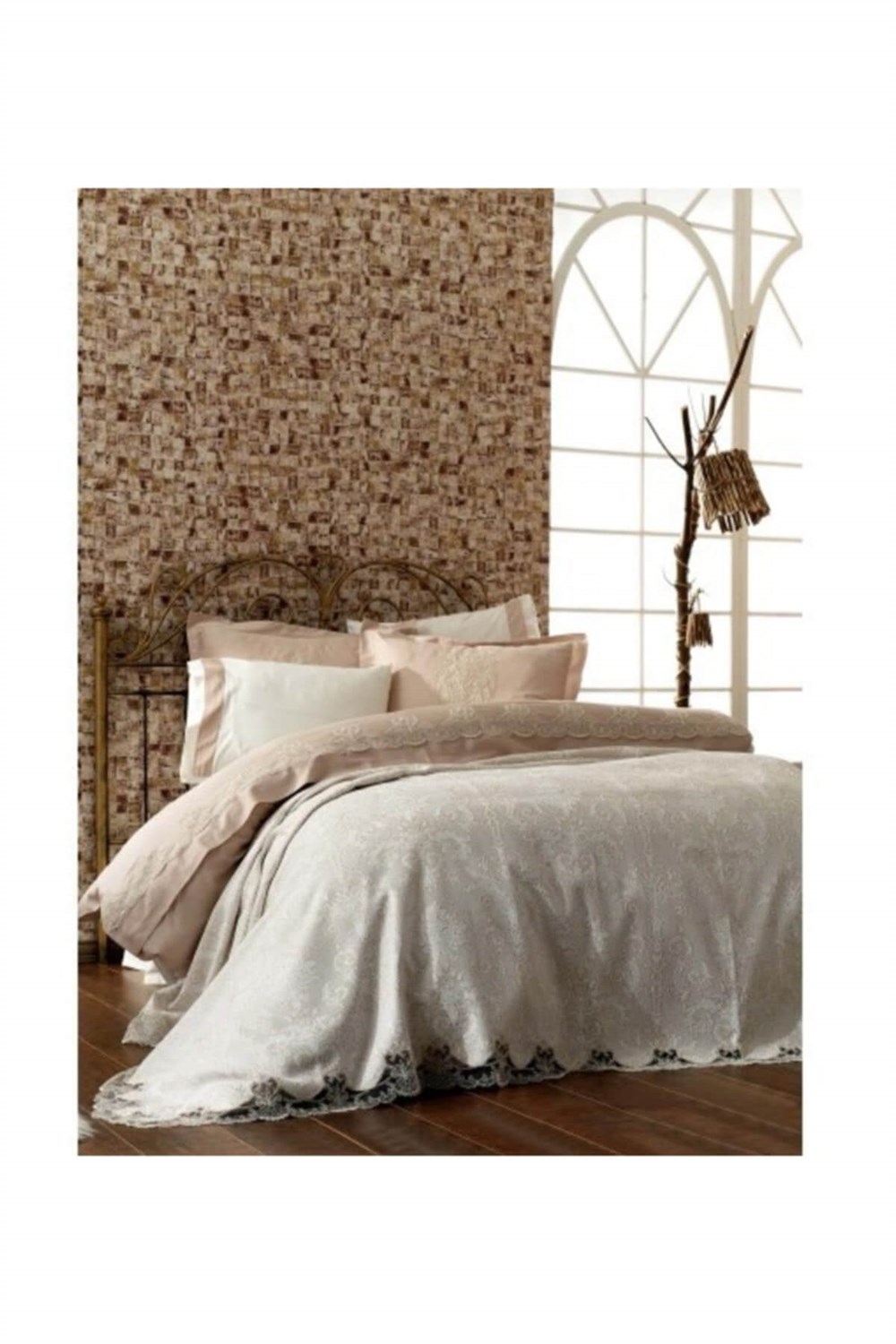 Zebra Casa Slender Çift Kişilik Pike Takımı Pudra