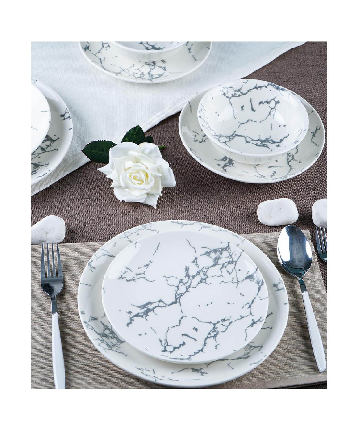 Acar Hira 6 Kişilik 24 Parça Porselen Yemek Takımı - GriAcar6 Kişilik Yemek Takımı