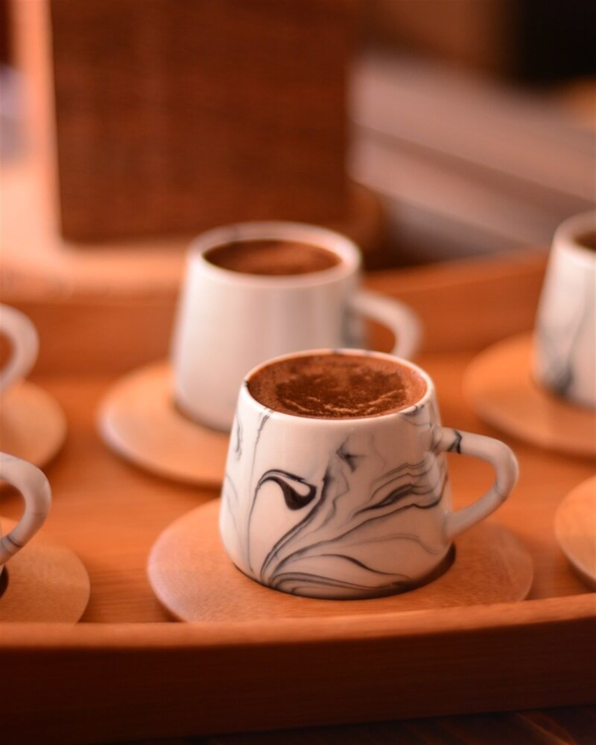 Bambum Ebru 6 Kişilik Kahve Fincan Takımı MaviBambumFincan Takımları