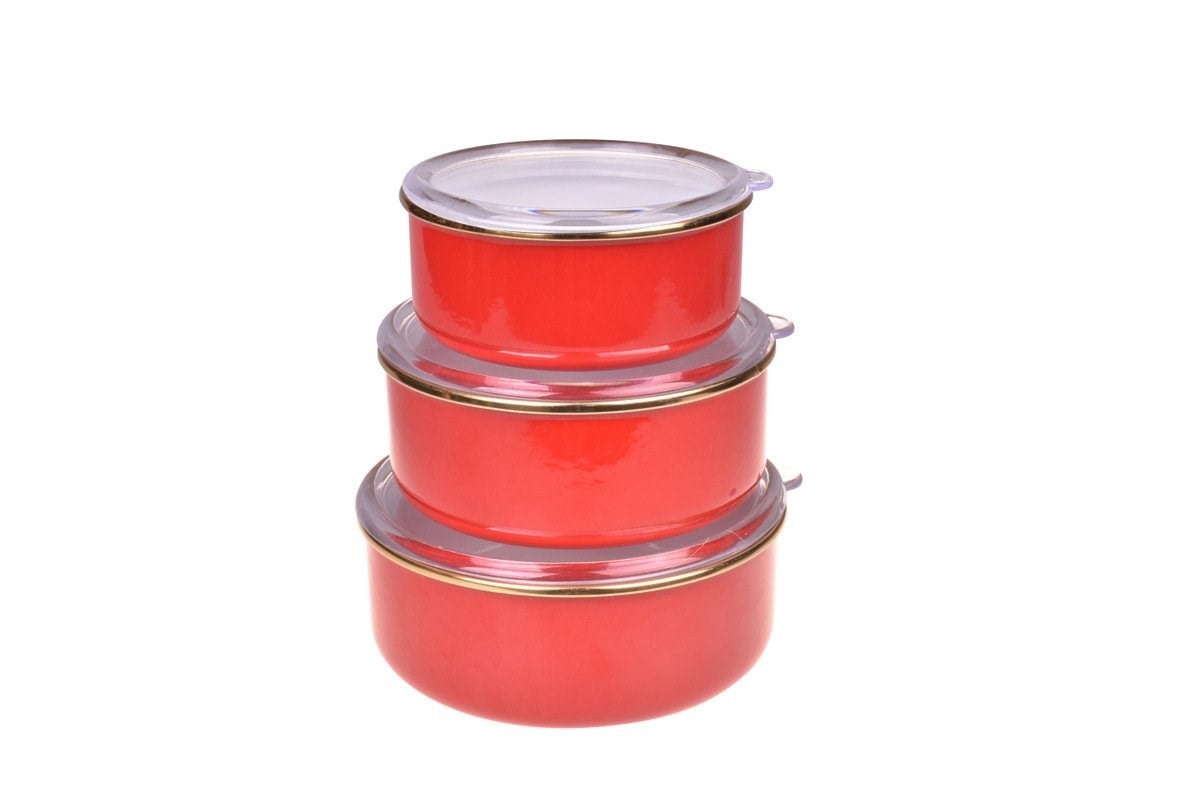 Bambum Sultan - 3'lü Saklama Kabi (14-16-18 cm) KirmiziBambumKavanoz & Saklama Kabı