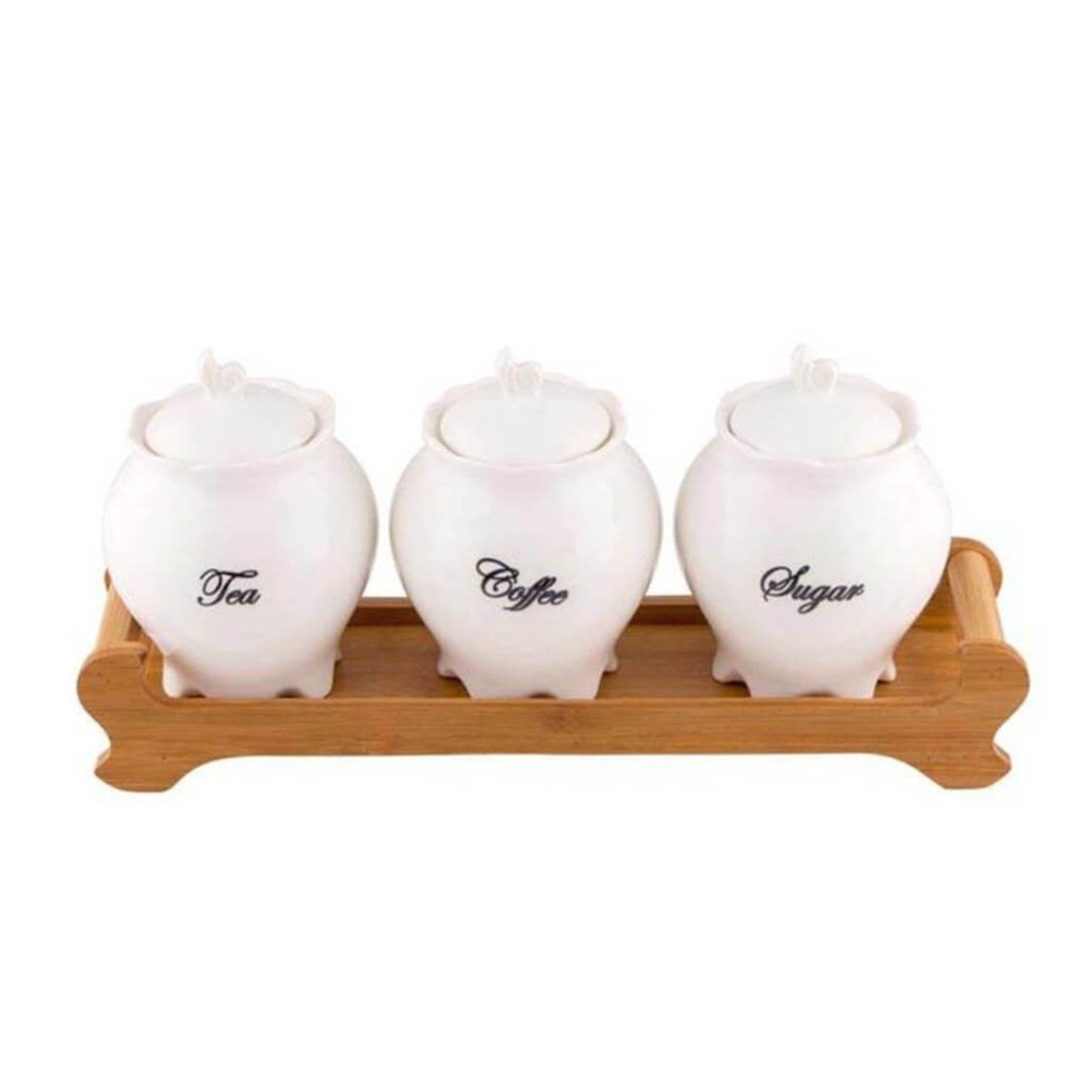 Biev Elegant serisi 3'lü Bambu Stantlı Porselen Baharatlık JBO037BievBaharatlık