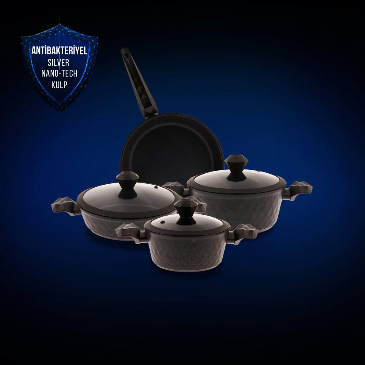 Karaca Bio Diamond Antibakteriyel Kulp 7 Parça Tencere SetiKaracaTencere & Tencere Seti