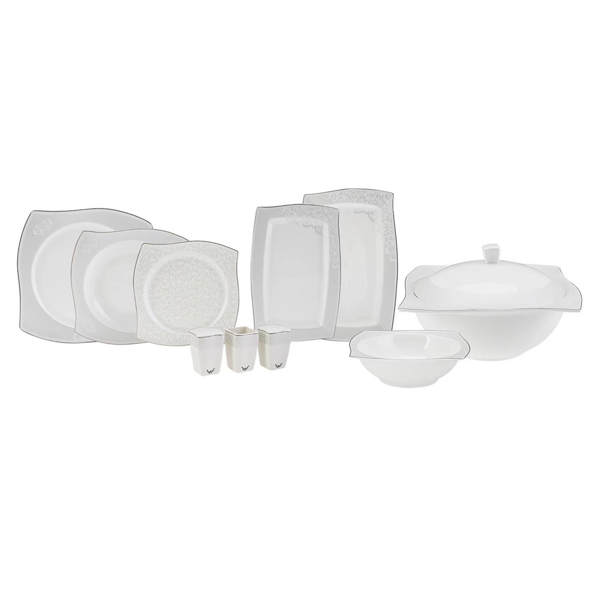 Karaca Fine Bone Tiara Platin 60 Parça 12 Kişilik Yemek Takımı KareKaraca12 Kişilik Yemek Takımı