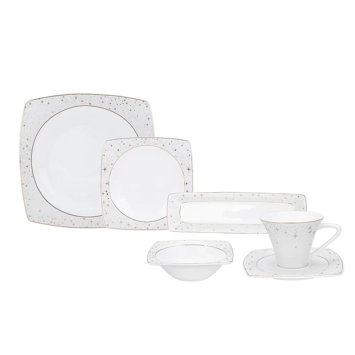 Karaca Fine Pearl New Antares 26 Parça 6 Kişilik İnci Kahvaltı Seti Kare Karaca6 Kişilik Yemek Takımı