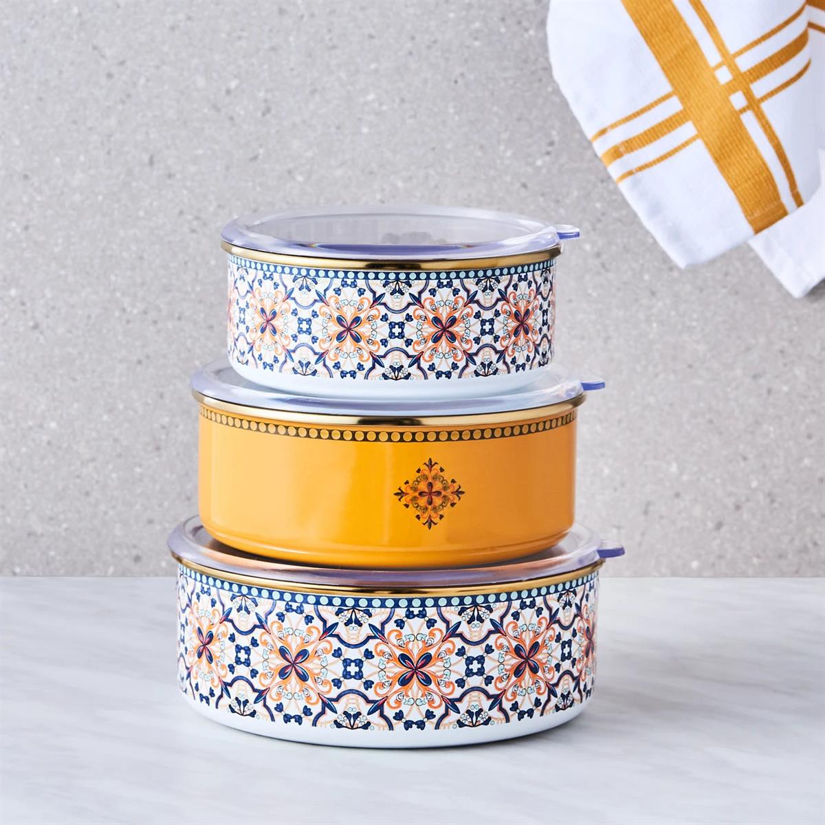 Karaca George Sakla/Isıt 3'lü Emaye Saklama Kabı SetiKaracaKavanoz & Saklama Kabı