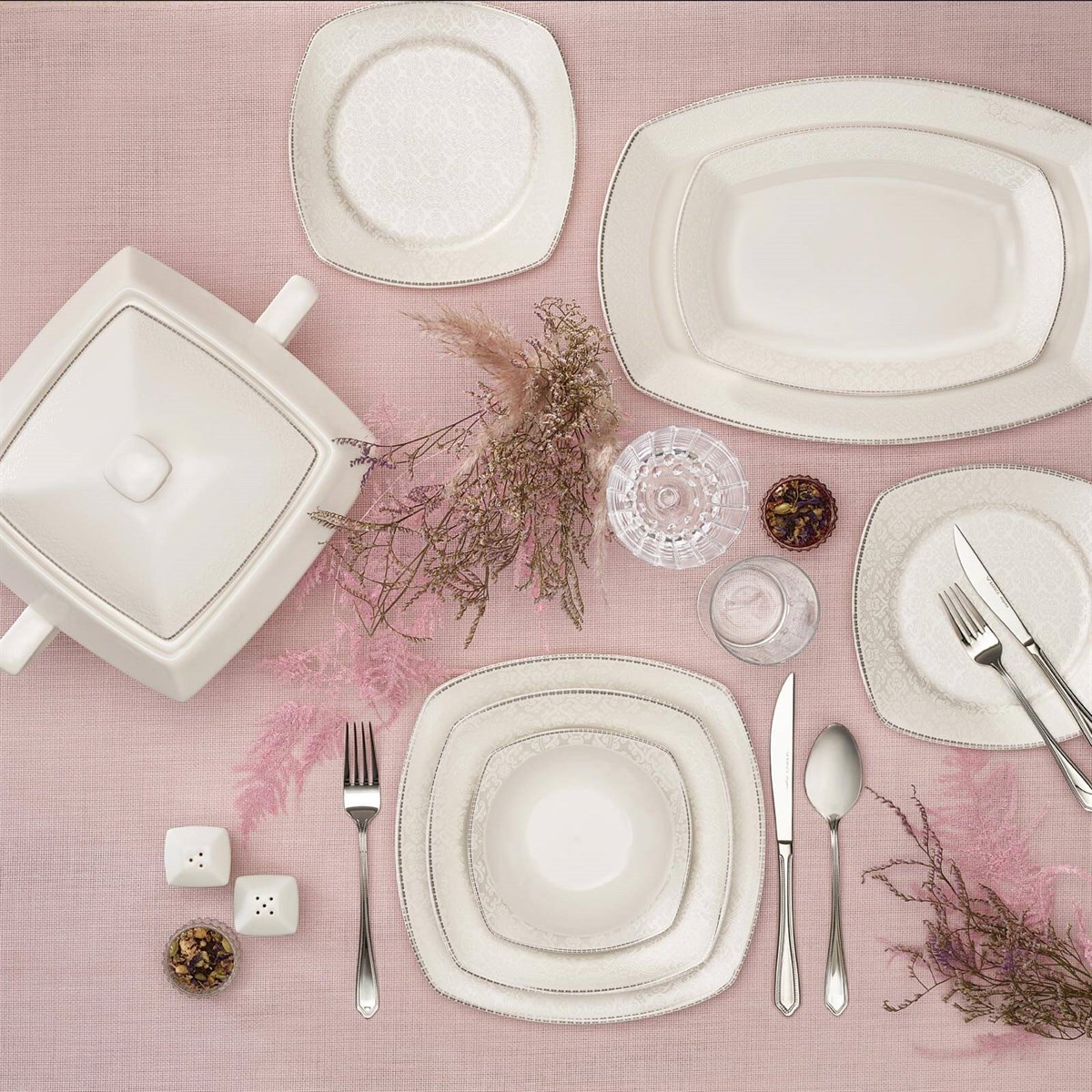 Karaca Mixed Platin 60 Parça Yemek Takımı