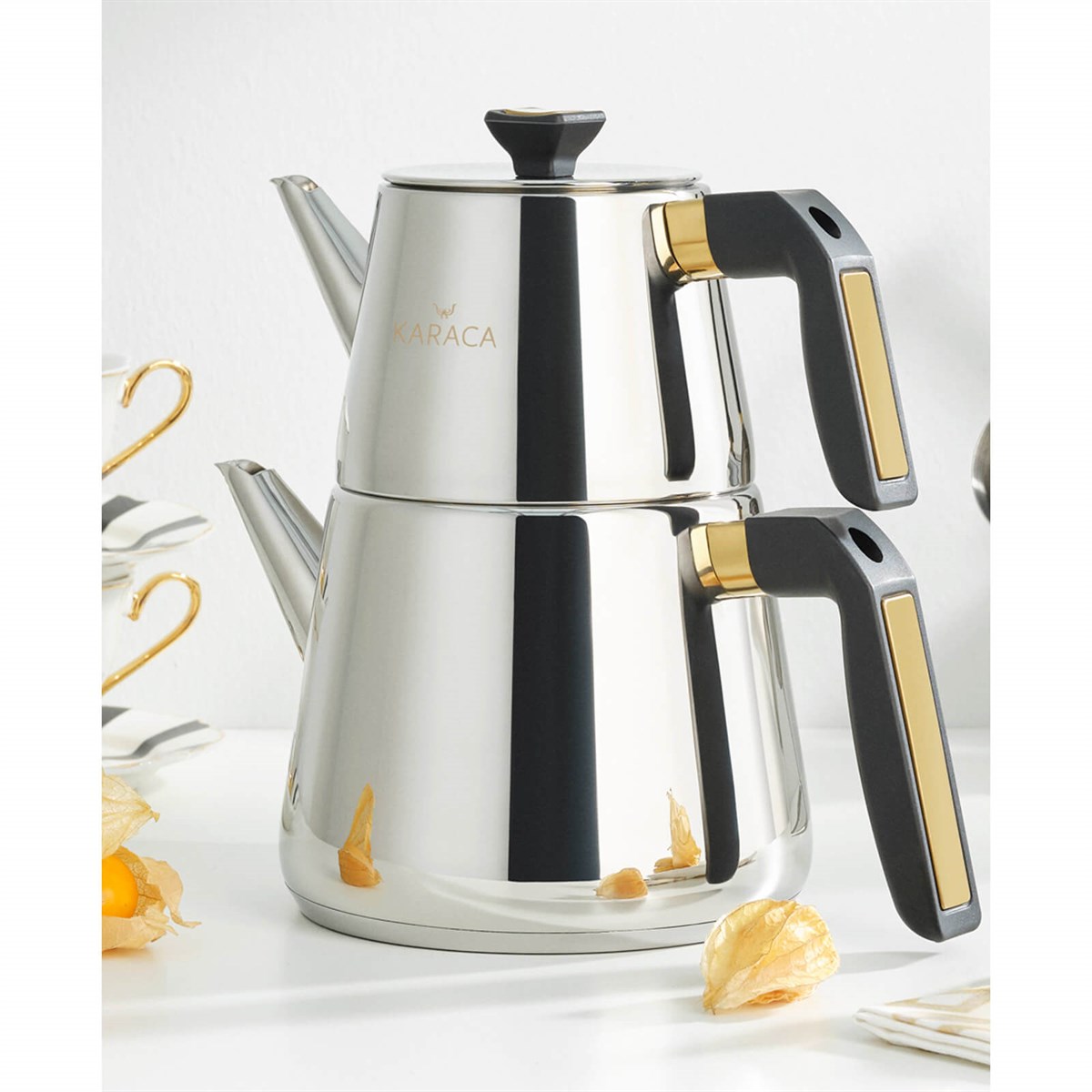 Karaca Piramit Medium Black Çaydanlık Takımı