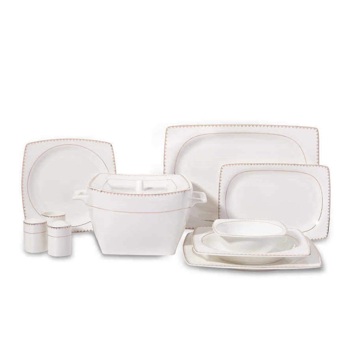 Korkmaz Bone Selection 60 Parça Kare Yemek Takımı A8431Korkmaz12 Kişilik Yemek Takımı