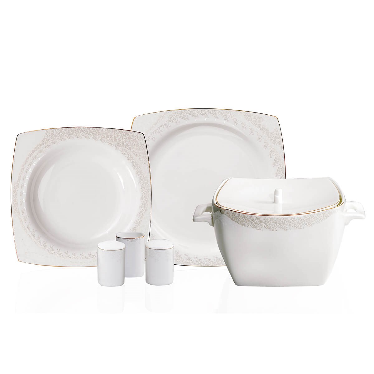 Korkmaz Bone Selection 60 Parça Kare Yemek Takımı A8451Korkmaz12 Kişilik Yemek Takımı