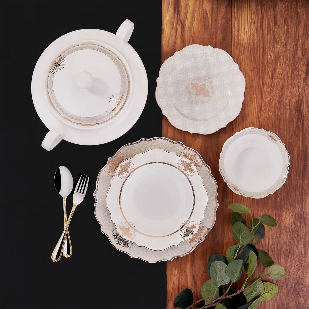 Korkmaz Eliza Collection 60 Parça Yuvarlak Yemek Takımı A8239Korkmaz12 Kişilik Yemek Takımı