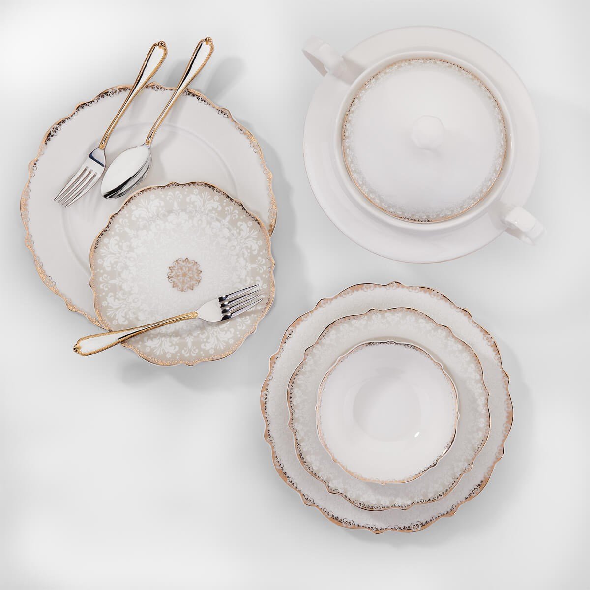 Korkmaz Eliza Collection 60 Parça Yuvarlak Yemek Takımı A8238Korkmaz12 Kişilik Yemek Takımı