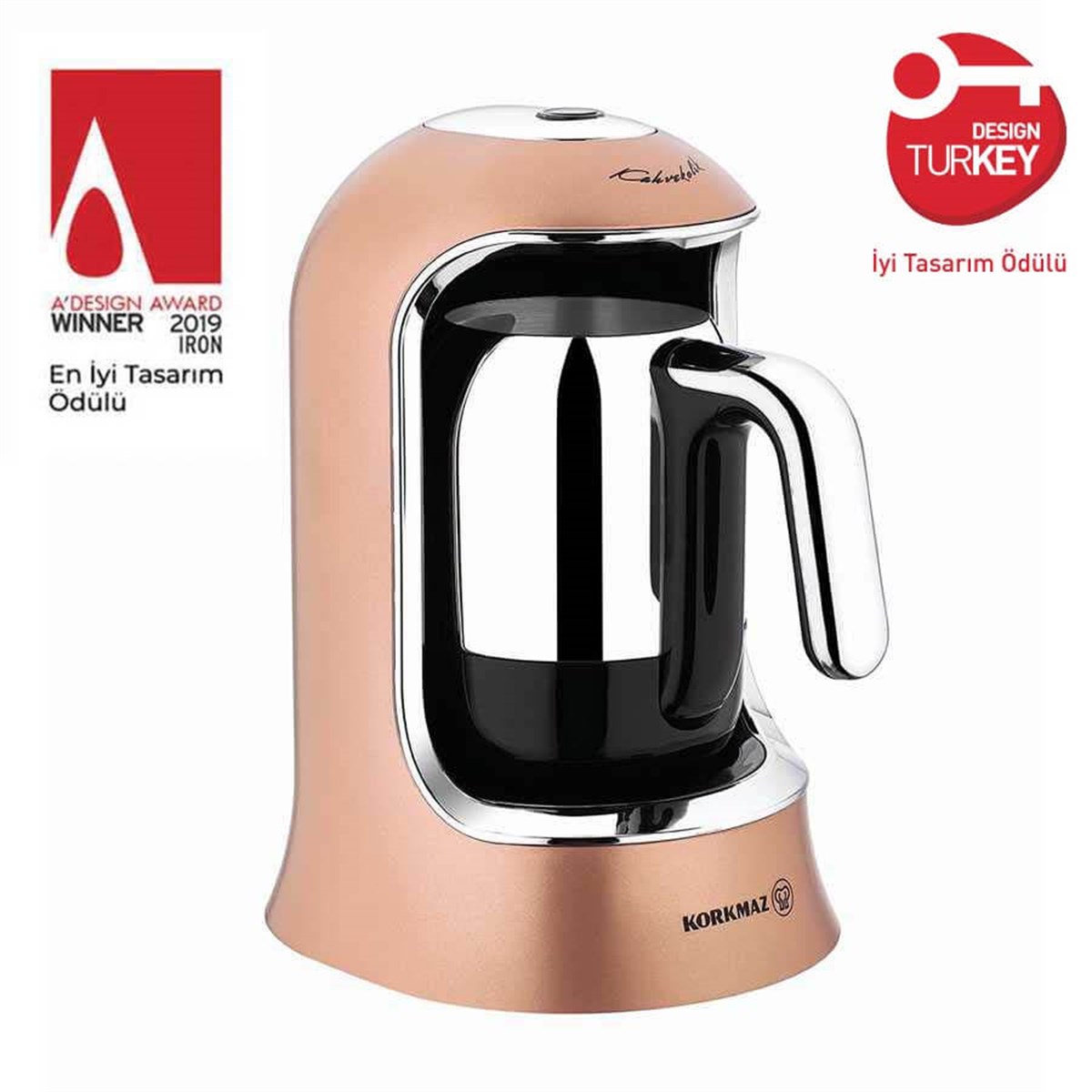 Korkmaz Kahvekolik Rosagold/Krom Otomatik Kahve Makinesi A860-06