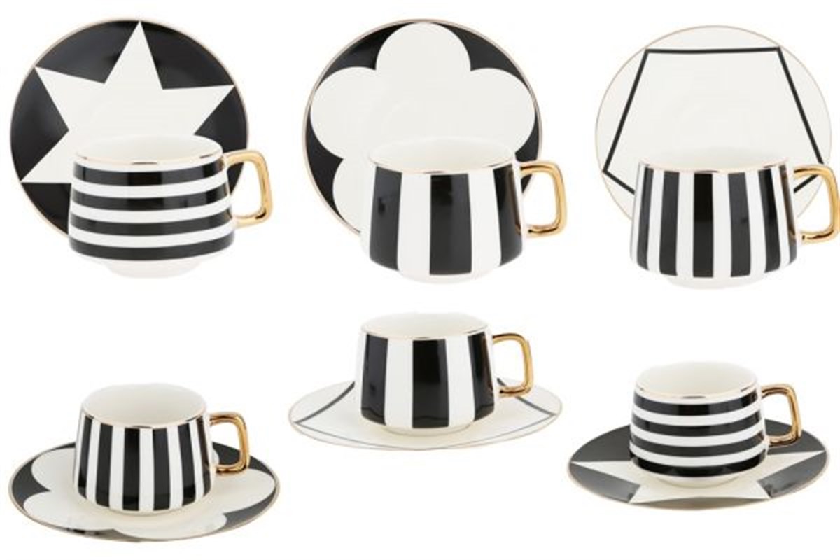 Luckyart Harmony 6 lı Bone Kahve Fincan SetiLuckyartFincan Takımları