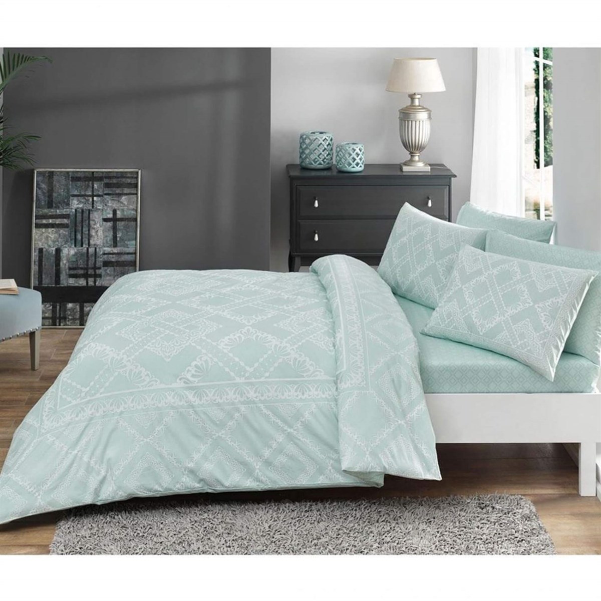 Taç 3465 Ranforce Celia Tek Kişilik Nevresim Takımı V52 Mint 60167608TaçTek Kişilik Nevresim