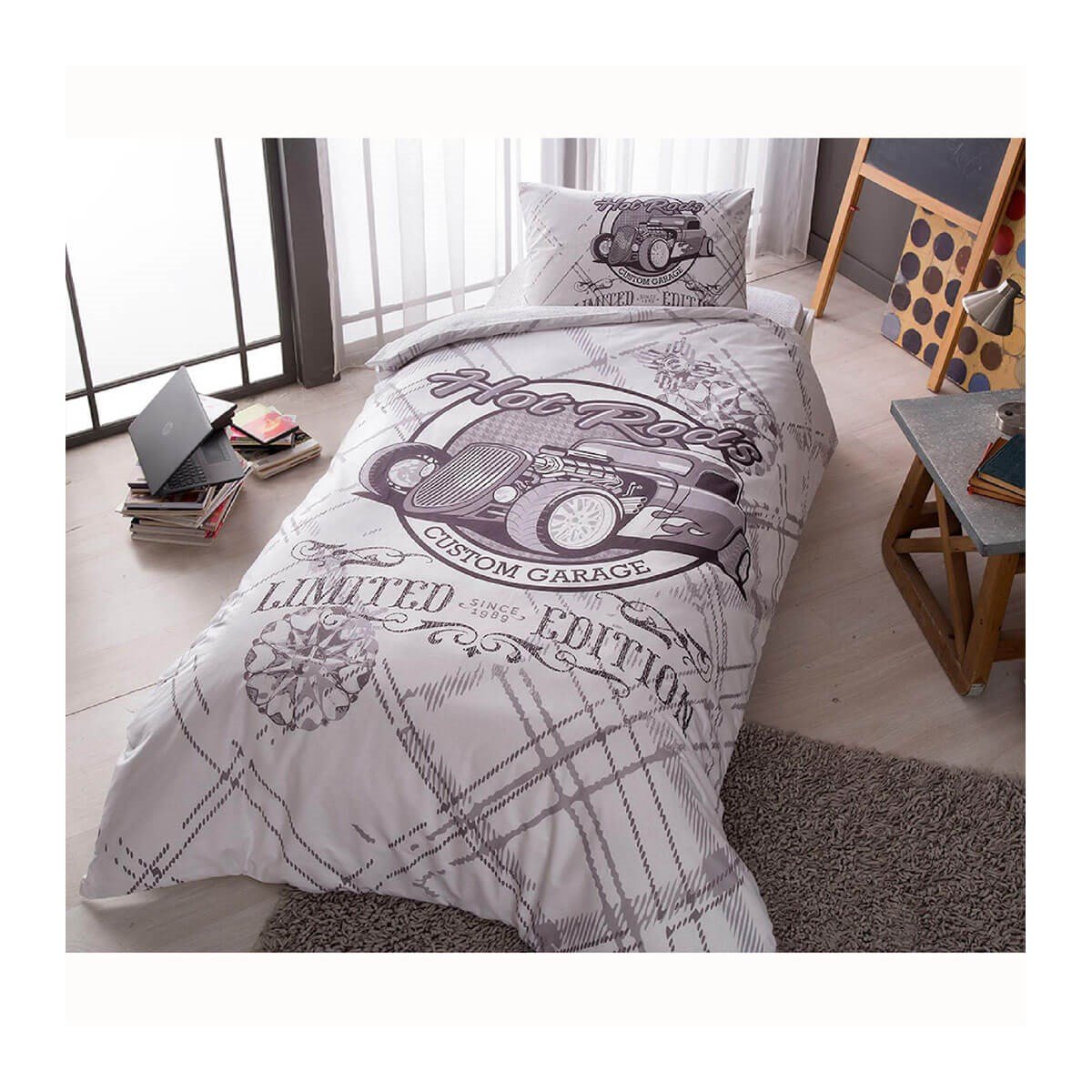 Taç 3519 Ranforce Rods Tek Kişilik Gri Nevresim Takımı 60202896TaçTek Kişilik Nevresim