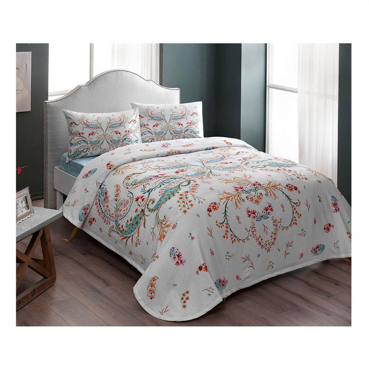 Taç 5059 Pkb Freja Tek Kişilik Turkuaz Pike Takımı 60202998TaçTek Kişilik Pike Takımı