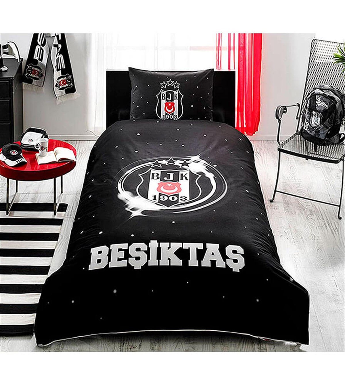 Taç Beşiktaş 3 Yıldız Nevresim Takımı 60166170TaçTek Kişilik Nevresim