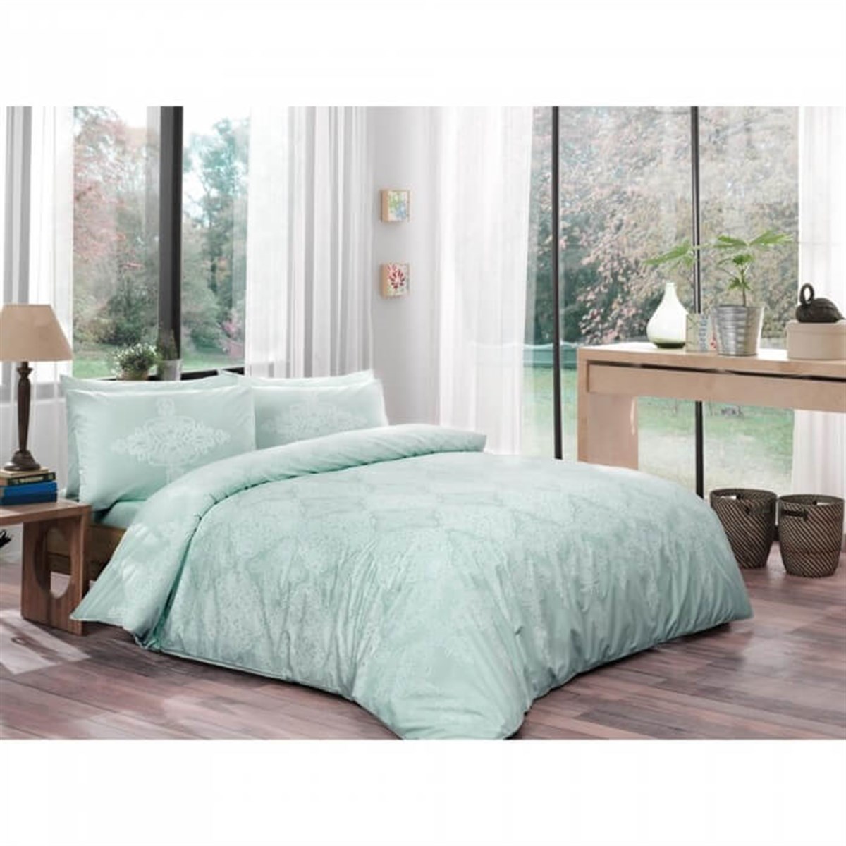 Taç Blanche Mint Tek Kişilik Ranforce Nevresim TakımıTaçTek Kişilik Nevresim