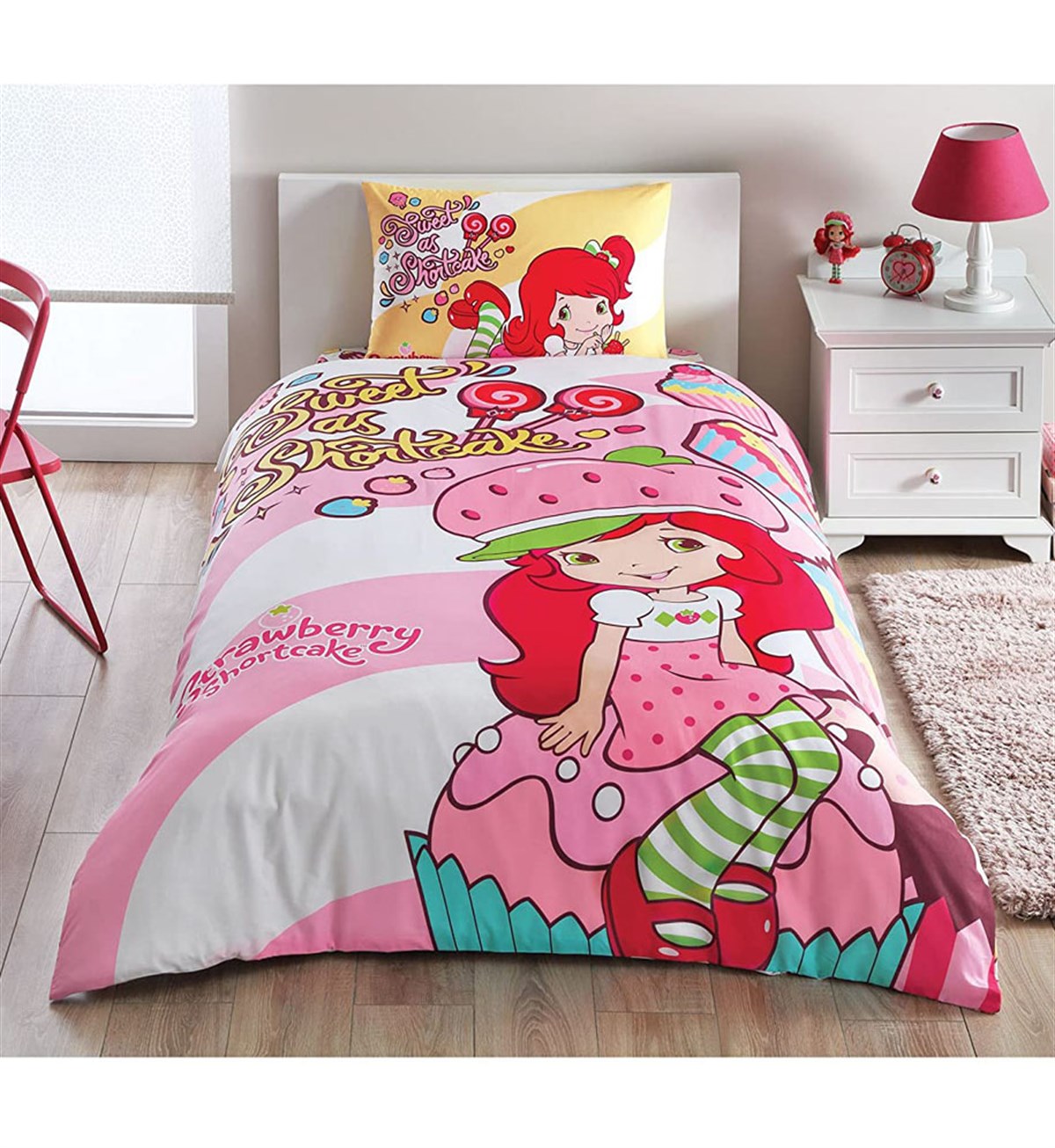 Taç Strawberry Shortcake Cute Nevresim Takımı Tek Kişilik 60145088TaçTek Kişilik Nevresim
