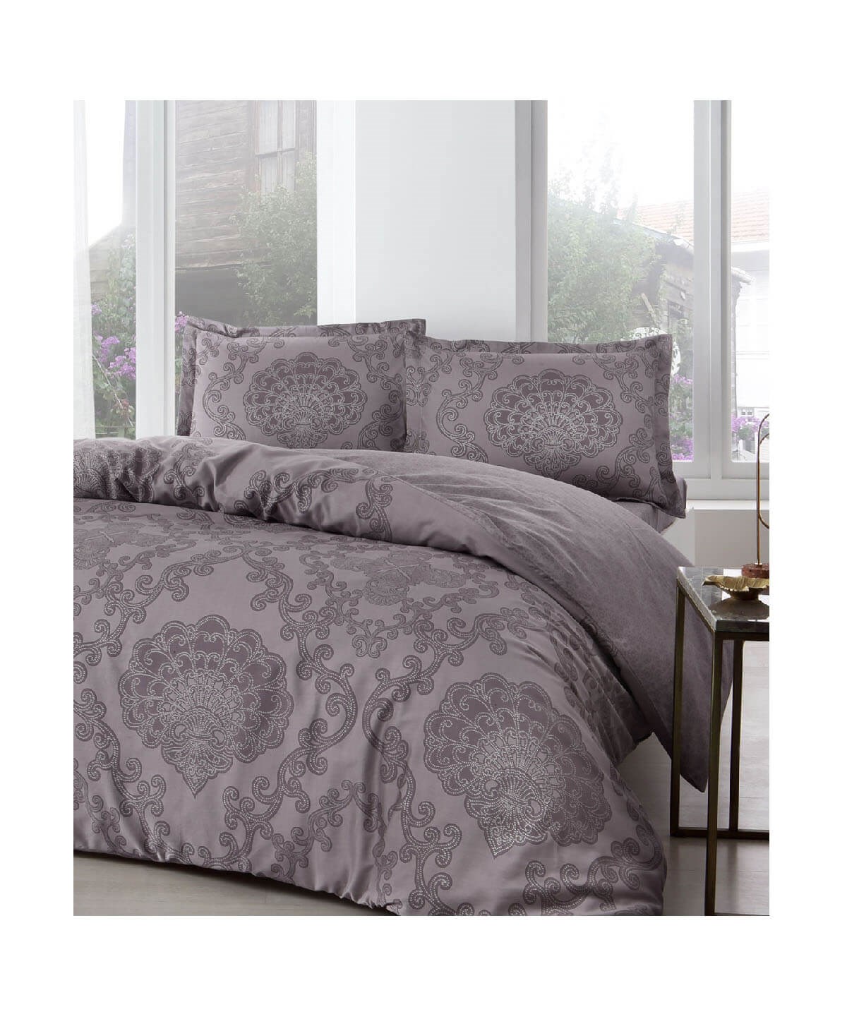 Taç Violet Çift Kişilik Saten Nevresim TakımıTaçÇift Kişilik Nevresim