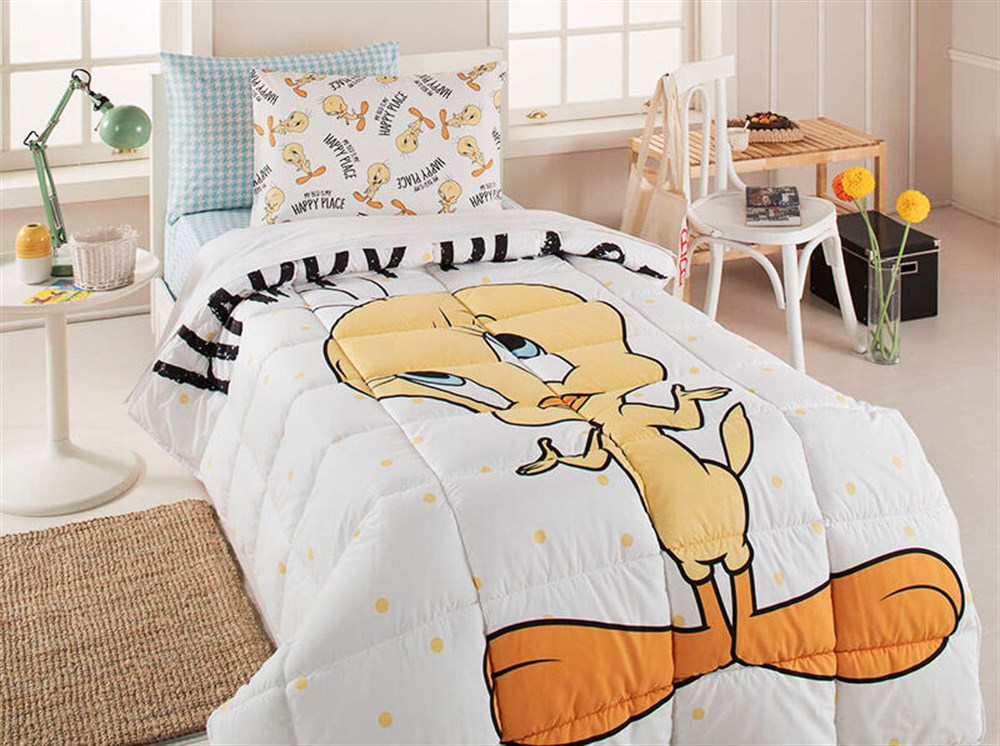 Tweety Happy Tek Kişilik Lisanslı Çocuk Uyku Seti Sarı