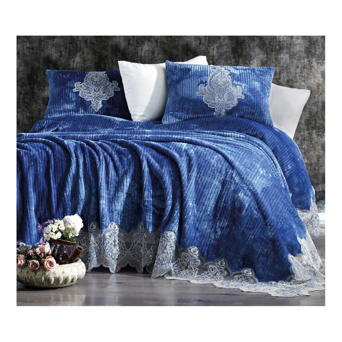 Zebra CasaMarakesh Indigo Çift Kişilik Nevresim Battaniye SetiZebra CasaÇift Kişilik Nevresim