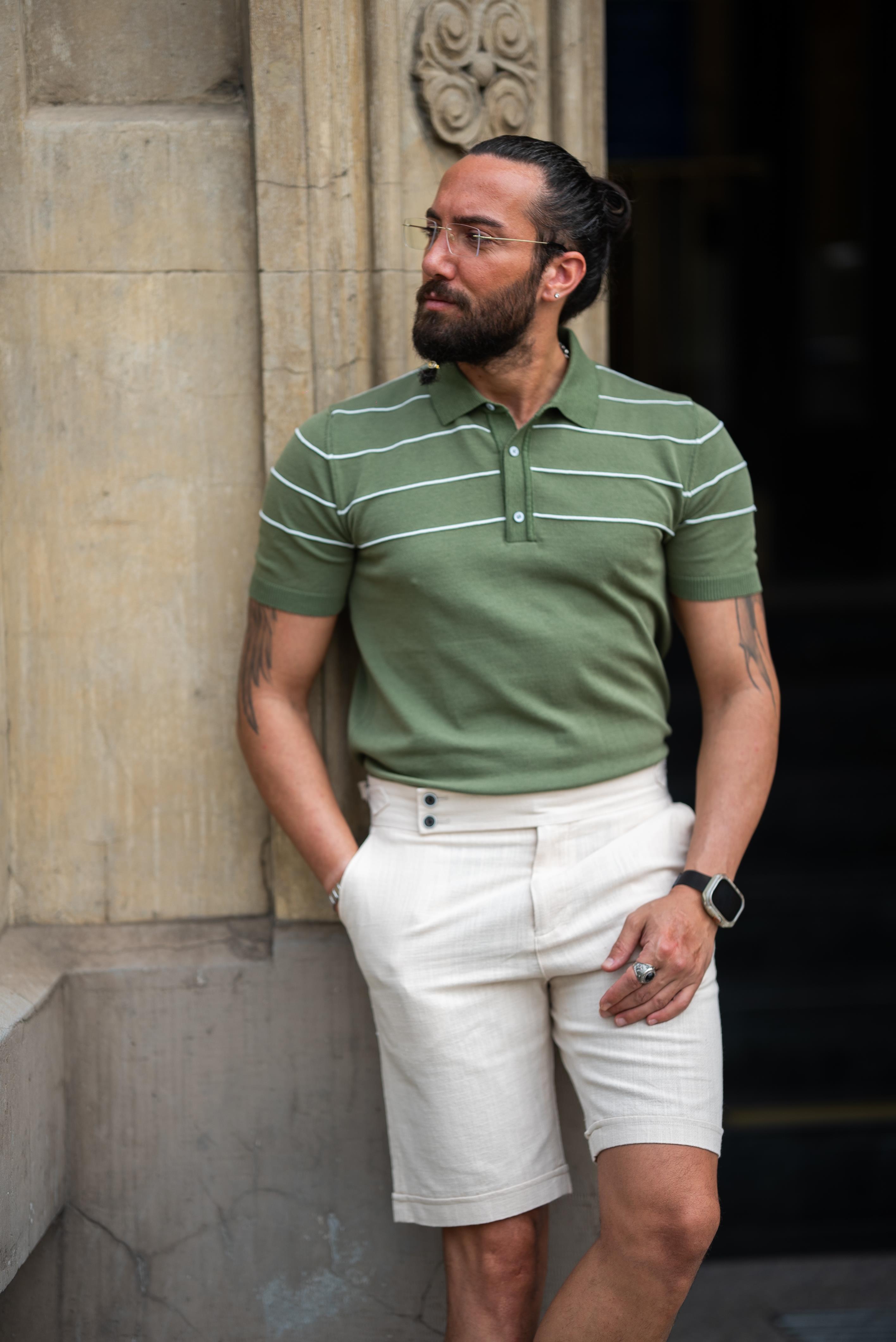 Çizgili Slim Fit Polo Yaka Erkek Triko Tişört Haki ürünü TOP CLOTHING kategorisinde sizleri bekliyor.