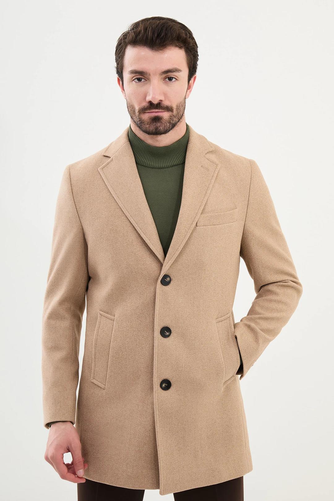 Düz Slim Fit Mono Yaka Klasik Erkek Kaşe Kaban ürünü DIŞ GİYİM kategorisinde sizleri bekliyor.