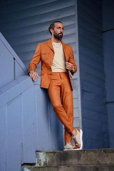 Dovetail Collar Safari Slim Fit Suit Dovetail Collar Safari Slim Fit Suit