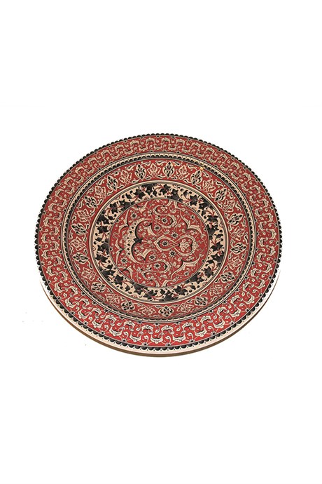 Red Plate With Rumi Design