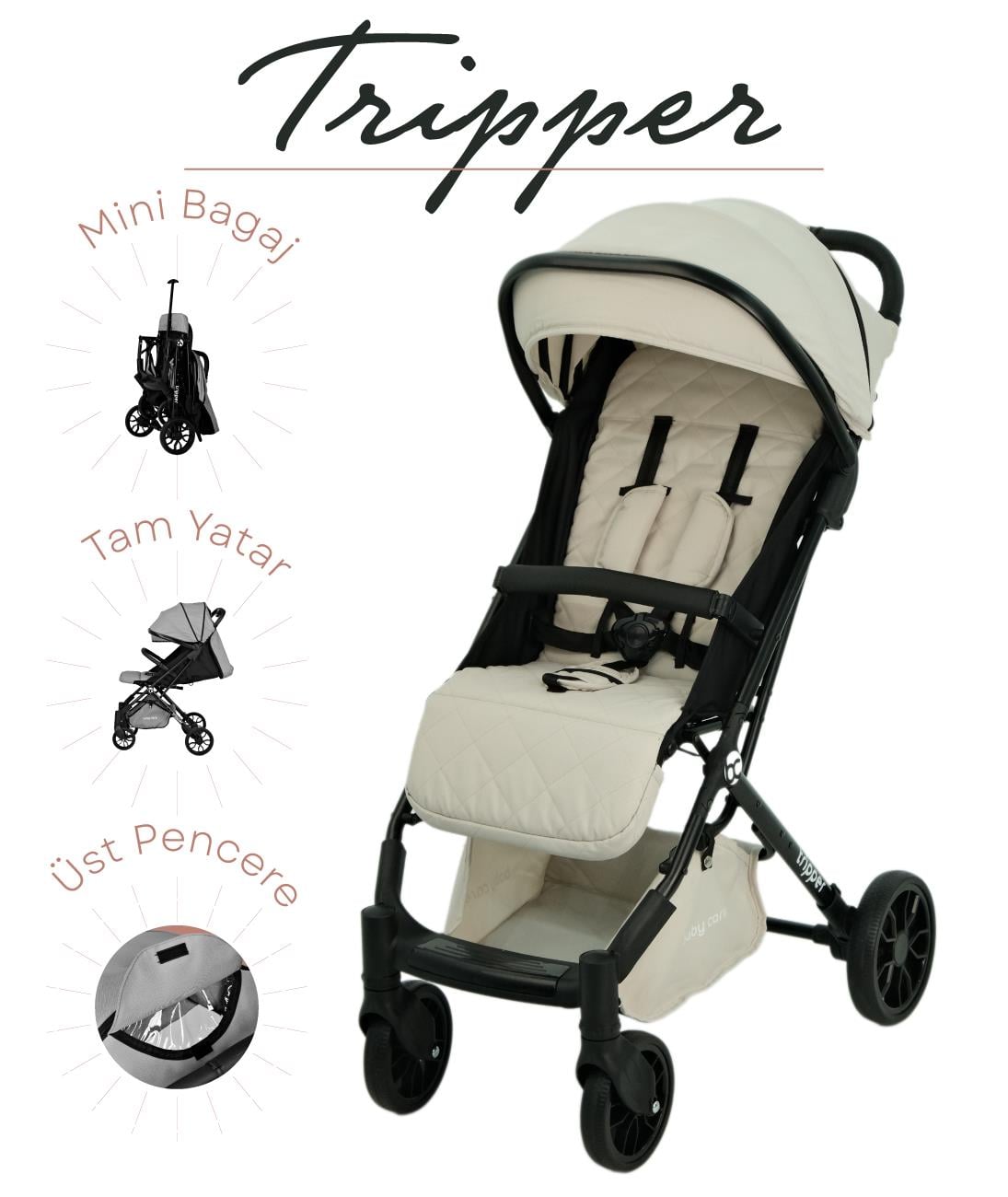 Baby Care Tripper Kabin Tipi Bebek Arabası - Beyaz