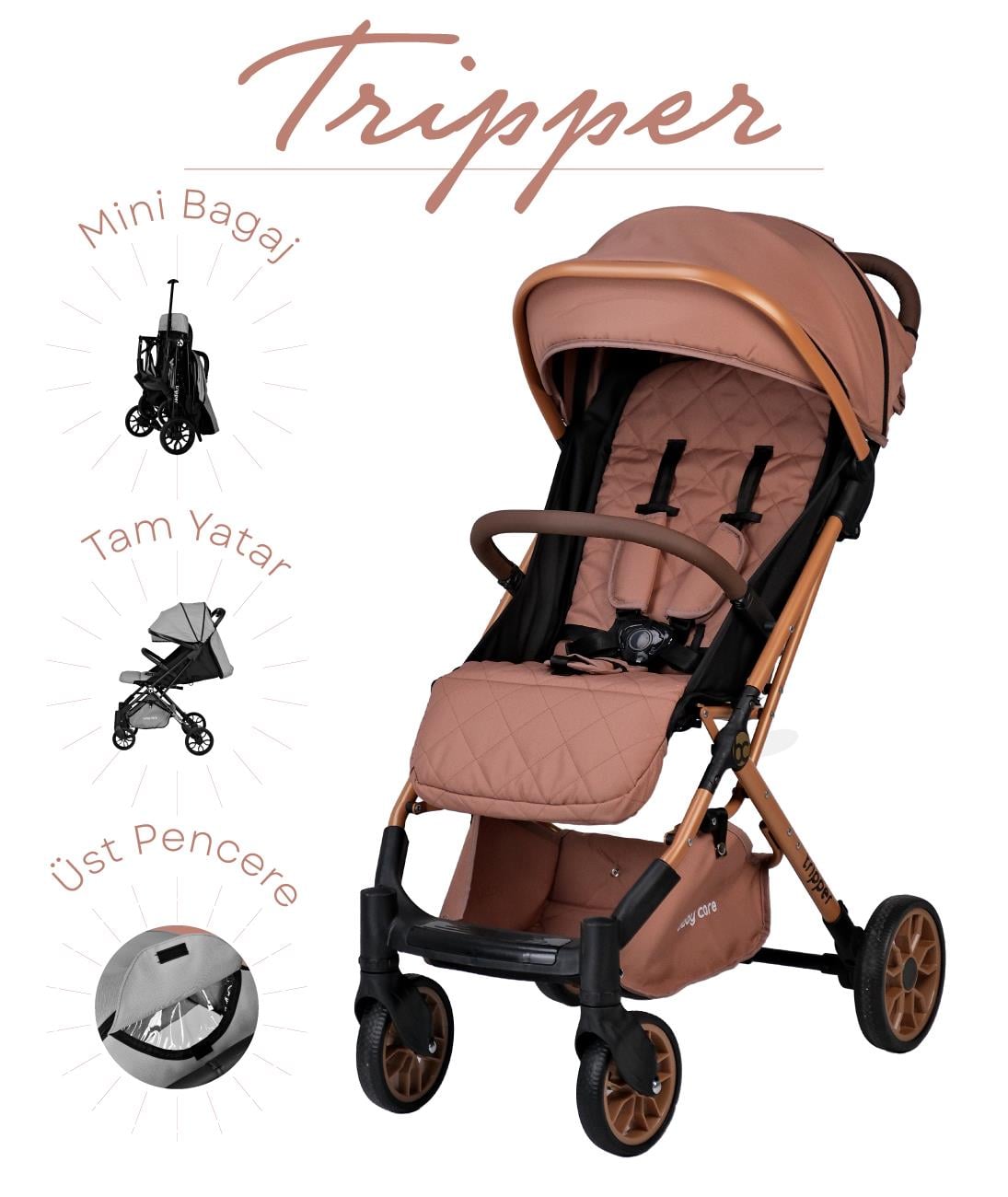 Baby Care Tripper Kabin Tipi Bebek Arabası - Beyaz