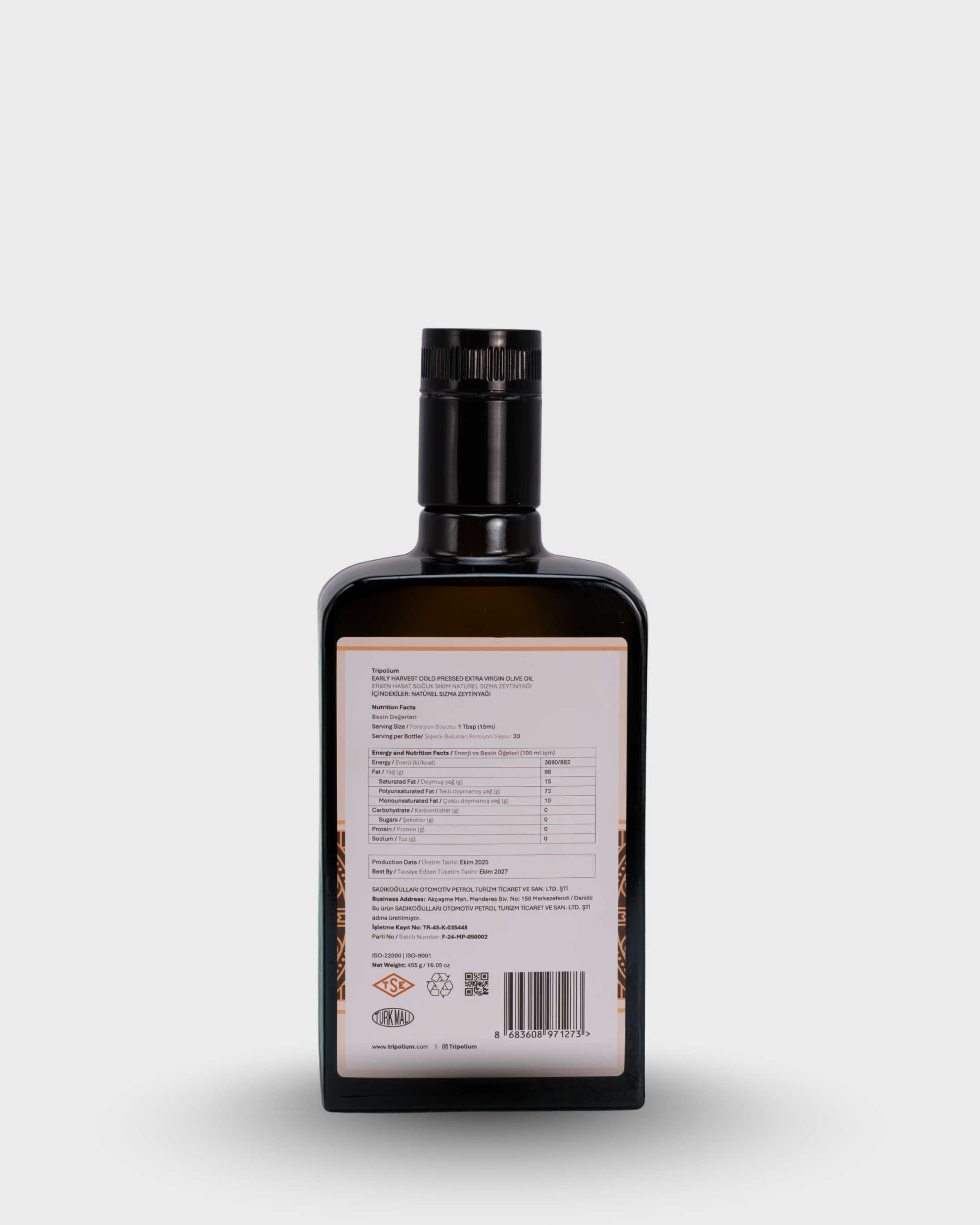 Tripolium Premium Memecik Erken Hasat Natürel Sızma Zeytinyağı – 500 ml