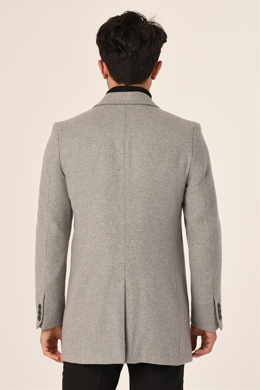 Erkek Açık Gri Kaşe Kaban Slim Fit | Agustini