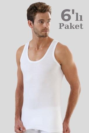 Erkek Beyaz 6Lı Paket Klasik Penye %100 Pamuklu Askılı Atlet Agustini Kalitesinde Ekonomik