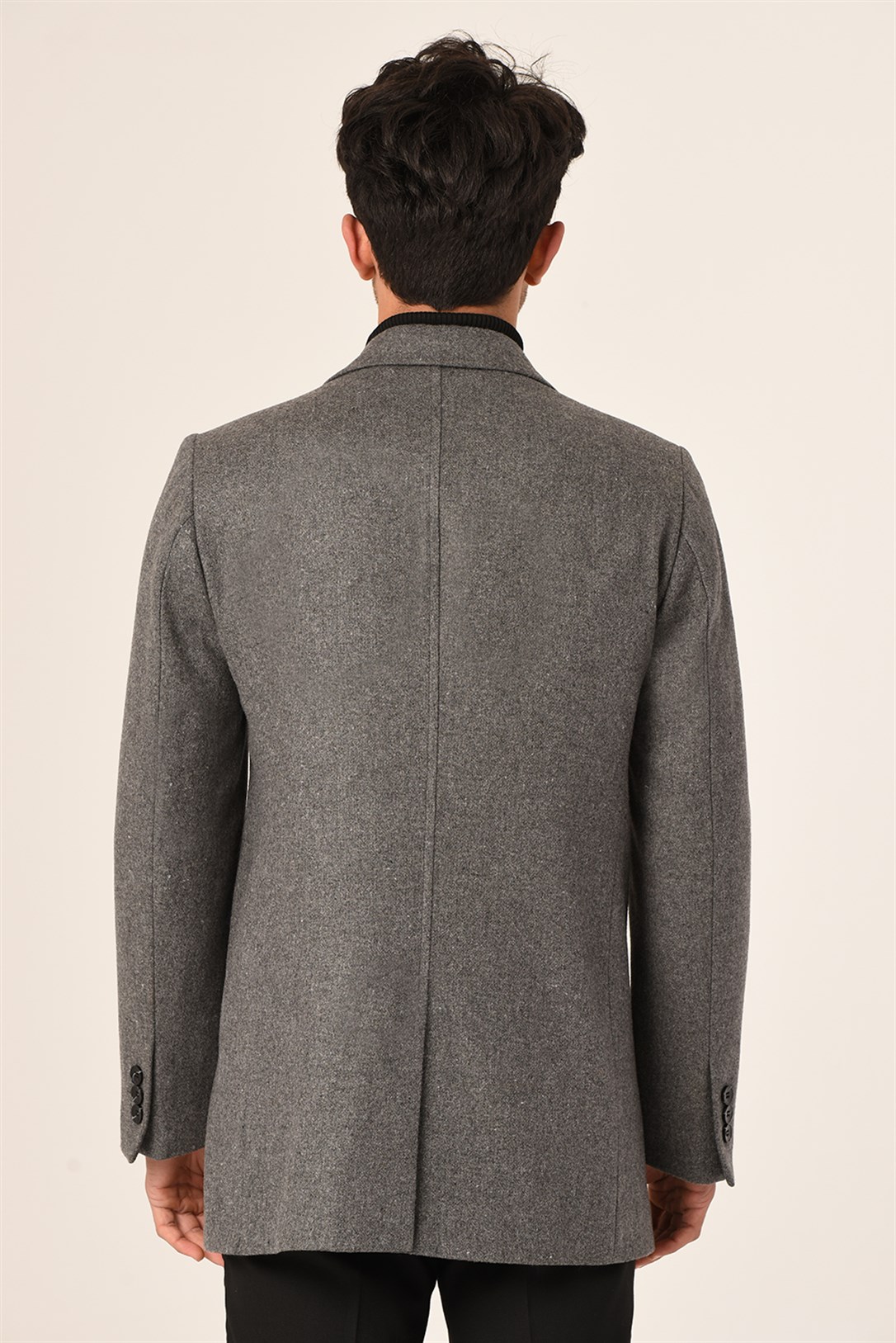 Erkek Gri Kaşe Kaban Slim Fit | Agustini