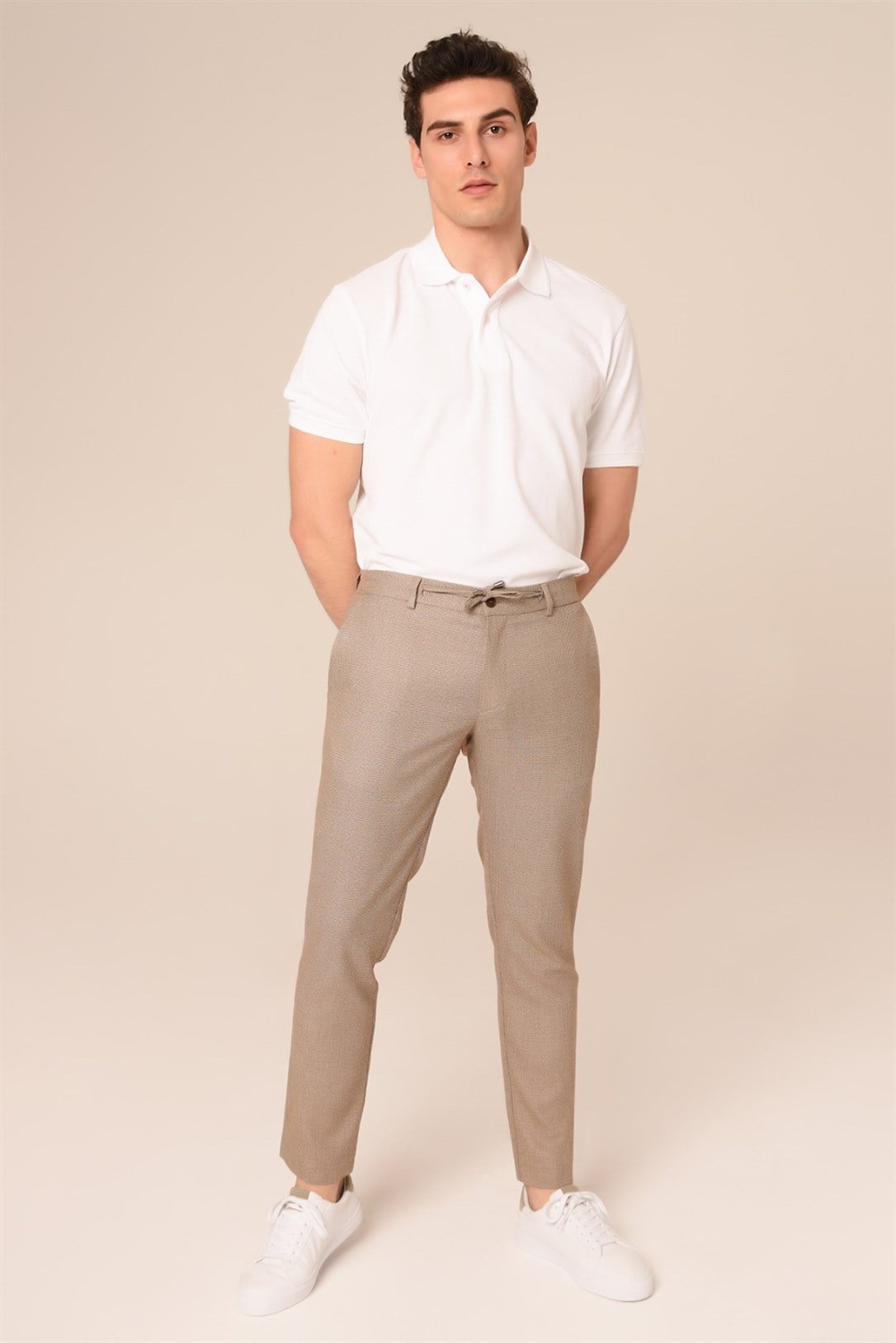 Erkek Jogger Bej Pantolon Slim Fit | Agustini