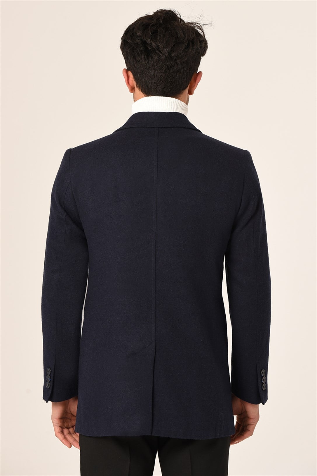 Erkek Lacivert Kaşe Kaban Slim Fit | Agustini