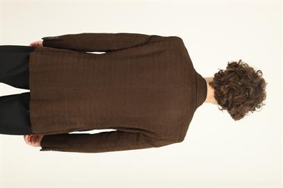  Kahverengi Mono Yaka İki Düğme Çift Yırtmaç Blazer Tek Ceket Slim Fit | Agustini