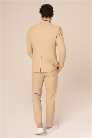 Açık Bej Renk Takım Elbise,Spor Slim Fit | Agustini