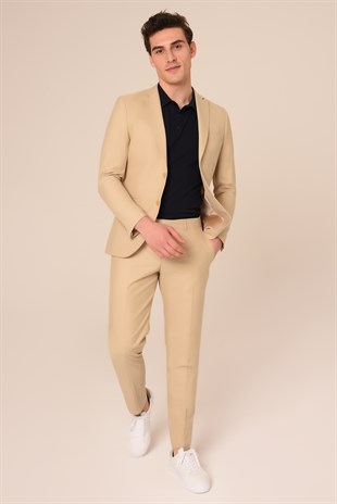 Açık Bej Renk Takım Elbise,Spor Slim Fit | Agustini